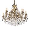 POLISH ANTIQUE BRASS CHANDELIER WITH PENDELOQUES SCHOELER CRYSTAL  W:1020MM   H:1140MM  15XE14  220V  MAX:42W
