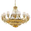 ΚΛΑΣΙΚΆ ΦΩΤΙΣΤΙΚΆ < ΙΤΑΛΙΚΆ POSSONI >   SHADED GOLD PLATED CHANDELIER WITH AMBER CRYSTAL WITH ORGANZA SHADE FINISH  079    30XMAX42W E14 - ΚΡΕΜΑΣΤΆ ΦΩΤΙΣΤΙΚΆ