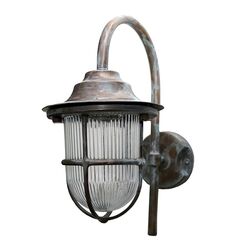 LANTERNS OUTDOOR BRONZE LAMP CURVED SUPPORT WITH ARTIFICIAL AGING