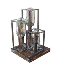 DITS TRADITIONAL HANDCRAFTED LAMPS > HALF WALL LANTERN OUTDOOR BRONZE SQUARE CANOPY. - WATERPROOF LUMINAIRES HANDMADE BY DITS