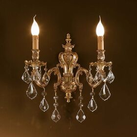 ΚΛΑΣΙΚΆ ΦΩΤΙΣΤΙΚΆ < ΙΤΑΛΙΚΆ POSSONI >   FRENCH GOLD WALL LIGHT WITH PENDELOQUES SCHOELER CRYSTAL FINISH  002    2XMAX42W E14 - ΚΡΕΜΑΣΤΆ ΦΩΤΙΣΤΙΚΆ
