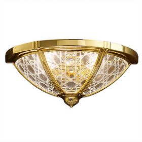 CLOSE TO CEILING GOLD PLATED D. 13CM,   H. 27CM,   SP. 19CM,   BULBS 1XE14