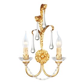 F2-586-2 > WALL SCONCES GOLD WITH PATINA WITH MURANO DROPS