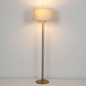 OAK WOOD FLOOR LAMP WITH LINEN SHADE LINOOD D450 MM H1713 MM - ΔΑΠΈΔΟΥ ΦΩΤΙΣΤΙΚΆ 