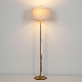 OAK WOOD FLOOR LAMP WITH LINEN SHADE LINOOD