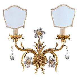 F2-4086-2 > WALL SCONCES GOLD WITH PATINA AND WITH GLASS WITH SHADES