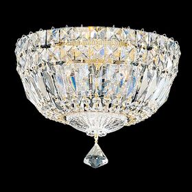 SCHONBEK ΚΛΑΣΣΙΚΆ ΦΩΤΙΣΤΙΚΆ ΌΡΟΦΉΣ PETIT CRYSTAL DELUXE 4 LIGHT 220V CLOSE TO CEILING IN RICH AUERELIA GOLD WITH CLEAR GEMCUT® CRYSTAL