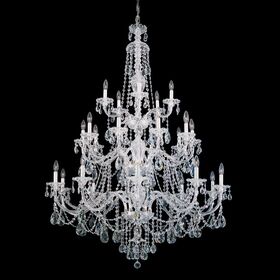SCHONBEK ΚΛΑΣΣΙΚΆ ΦΩΤΙΣΤΙΚΆ ΚΡΕΜΑΣΤΆ STERLING 25 LIGHT 220V CHANDELIER IN SILVER WITH CLEAR HERITAGE CRYSTAL
