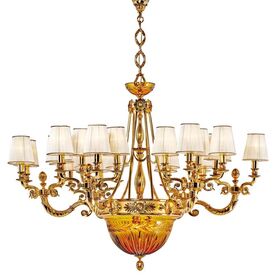 ΚΛΑΣΙΚΆ ΦΩΤΙΣΤΙΚΆ < ΙΤΑΛΙΚΆ POSSONI >   SHADED GOLD PLATED CHANDELIER WITH AMBER CRYSTAL FINISH  079    30XMAX42W E14 - ΚΡΕΜΑΣΤΆ ΦΩΤΙΣΤΙΚΆ