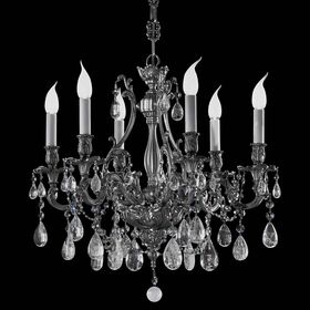 ΚΛΑΣΙΚΆ ΦΩΤΙΣΤΙΚΆ < ΙΤΑΛΙΚΆ POSSONI >   OLD SILVER CHANDELIER WITH PEAR SHAPE ROCK CRYSTAL FINISH  013    6XMAX42W E14 - ΚΡΕΜΑΣΤΆ ΦΩΤΙΣΤΙΚΆ