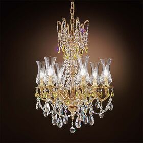 ΚΛΑΣΙΚΆ ΦΩΤΙΣΤΙΚΆ < ΙΤΑΛΙΚΆ POSSONI >   FRENCH GOLD CHANDELIER WITH PEAR SHAPE SCHOLER CRYSTAL AND BOHEMIA CRYSTAL GLASS FINISH  002    6XMAX42W E14 - ΚΡΕΜΑΣΤΆ ΦΩΤΙΣΤΙΚΆ