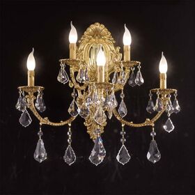 ΚΛΑΣΙΚΆ ΦΩΤΙΣΤΙΚΆ < ΙΤΑΛΙΚΆ POSSONI >   FRENCH GOLD WALL LIGHT WITH PENDELOQUES SCHOELER CRYSTAL FINISH  002    5XMAX42W E14 - ΚΡΕΜΑΣΤΆ ΦΩΤΙΣΤΙΚΆ