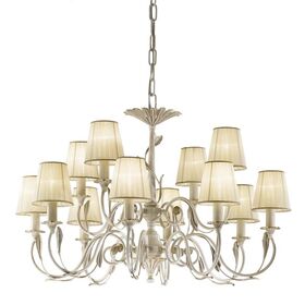 ΚΛΑΣΙΚΆ ΦΩΤΙΣΤΙΚΆ < ΙΤΑΛΙΚΆ POSSONI >   ANTIQUE WHITE AND GOLD FINISH CHANDELIER WITH PLEATED ORGANZA SHADE FINISH  091    12XMAX42W E14 - ΚΡΕΜΑΣΤΆ ΦΩΤΙΣΤΙΚΆ