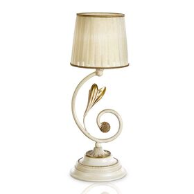 ΚΛΑΣΙΚΆ ΦΩΤΙΣΤΙΚΆ < ΙΤΑΛΙΚΆ POSSONI >   ANTIQUE WHITE AND GOLD TABLE LAMP WITH ORGANZA SHADE FINISH  091    1XMAX42W E14 - ΚΡΕΜΑΣΤΆ ΦΩΤΙΣΤΙΚΆ