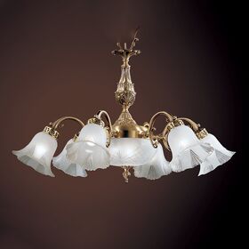 ΚΛΑΣΙΚΆ ΦΩΤΙΣΤΙΚΆ < ΙΤΑΛΙΚΆ POSSONI >   ANTIQUE BRASS FINISH CHANDELIER WITH GLASS FINISH  008    5XMAX28W E14 - ΚΡΕΜΑΣΤΆ ΦΩΤΙΣΤΙΚΆ