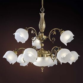 ΚΛΑΣΙΚΆ ΦΩΤΙΣΤΙΚΆ < ΙΤΑΛΙΚΆ POSSONI >   ANTIQUE BRASS FINISH CHANDELIER WITH GLASS FINISH  008    9XMAX28W + 2XMAX28W E14 + E27 - ΚΡΕΜΑΣΤΆ ΦΩΤΙΣΤΙΚΆ