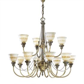 ΚΛΑΣΙΚΆ ΦΩΤΙΣΤΙΚΆ < ΙΤΑΛΙΚΆ POSSONI >   ANTIQUE BRASS FINISH CHANDELIER WITH ALABASTER FINISH  008    12XMAX28W E14 - ΚΡΕΜΑΣΤΆ ΦΩΤΙΣΤΙΚΆ