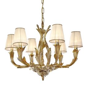 ΚΛΑΣΙΚΆ ΦΩΤΙΣΤΙΚΆ < ΙΤΑΛΙΚΆ POSSONI >   FRENCH GOLD CHANDELIER WITH ORGANZA PLEATED SHADES FINISH  002    6XMAX42W E14 - ΚΡΕΜΑΣΤΆ ΦΩΤΙΣΤΙΚΆ