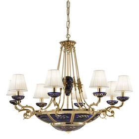 ΚΛΑΣΙΚΆ ΦΩΤΙΣΤΙΚΆ < ΙΤΑΛΙΚΆ POSSONI >   SHADED GOLD PLATED CHANDELIER WITH BLUE/AMBER CRYSTAL WITH ORGANZA SHADE FINISH  079    14XMAX42W E14 - ΚΡΕΜΑΣΤΆ ΦΩΤΙΣΤΙΚΆ