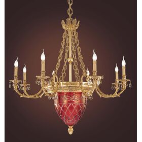 ΚΛΑΣΙΚΆ ΦΩΤΙΣΤΙΚΆ < ΙΤΑΛΙΚΆ POSSONI >    SCHOELER DROPSSHADED GOLD PLATED FINISH CHANDELIER WITH RED CRYSTAL AND FINISH  079    12XMAX42W E14 - ΚΡΕΜΑΣΤΆ ΦΩΤΙΣΤΙΚΆ