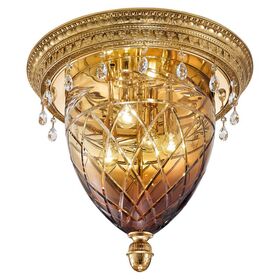 ΚΛΑΣΙΚΆ ΦΩΤΙΣΤΙΚΆ < ΙΤΑΛΙΚΆ POSSONI >   SHADED GOLD PLATED FINISH CEILING LIGHT AMBER CRYSTAL AND SCHOELER DROPS FINISH  079    4XMAX28W E14 - ΟΡΟΦΉΣ ΦΩΤΙΣΤΙΚΆ 