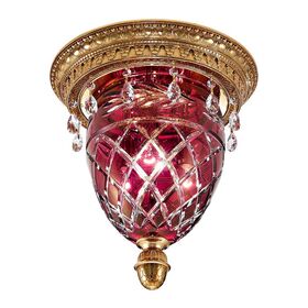 ΚΛΑΣΙΚΆ ΦΩΤΙΣΤΙΚΆ < ΙΤΑΛΙΚΆ POSSONI >   SHADED GOLD PLATED FINISH CEILING LIGHT RED CRYSTAL AND SCHOELER DROPS FINISH  079    3XMAX28W E14 - ΟΡΟΦΉΣ ΦΩΤΙΣΤΙΚΆ 