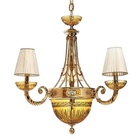 ΚΛΑΣΙΚΆ ΦΩΤΙΣΤΙΚΆ < ΙΤΑΛΙΚΆ POSSONI >   SHADED GOLD PLATED CHANDELIER WITH AMBER CRYSTAL WITH SHADES FINISH  079    8XMAX42W E14 - ΚΡΕΜΑΣΤΆ ΦΩΤΙΣΤΙΚΆ