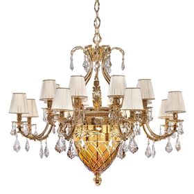 ΚΛΑΣΙΚΆ ΦΩΤΙΣΤΙΚΆ < ΙΤΑΛΙΚΆ POSSONI >    SHADED GOLD PLATED CHANDELIER WITH AMBER CRYSTAL WITH SCHOELER PENDELOQUES WITH SHADES FINISH      20XMAX42W E14 - ΚΡΕΜΑΣΤΆ ΦΩΤΙΣΤΙΚΆ