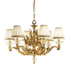 ΚΛΑΣΙΚΆ ΦΩΤΙΣΤΙΚΆ < ΙΤΑΛΙΚΆ POSSONI >   CHANDELIER WITH CLEAR CRYSTAL WITH GOLD AND SILK SHADES FINISH  079-008    6XMAX42W E14 - ΚΡΕΜΑΣΤΆ ΦΩΤΙΣΤΙΚΆ