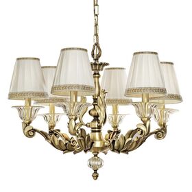ΚΛΑΣΙΚΆ ΦΩΤΙΣΤΙΚΆ < ΙΤΑΛΙΚΆ POSSONI >   CHANDELIER WITH CLEAR CRYSTAL WITH GOLD AND SILK SHADES FINISH  079-008    6XMAX42W E14 - ΚΡΕΜΑΣΤΆ ΦΩΤΙΣΤΙΚΆ