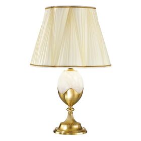 ΚΛΑΣΙΚΆ ΦΩΤΙΣΤΙΚΆ < ΙΤΑΛΙΚΆ POSSONI >   SATIN GOLD PLATED FINISH TABLE LAMP WITH ALABASTER AND PLEATED SILK SHADE FINISH  033    1XMAX42W E27 - ΕΠΙΤΡΑΠΈΖΙΑ ΦΩΤΙΣΤΙΚΆ