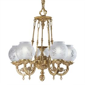 ΚΛΑΣΙΚΆ ΦΩΤΙΣΤΙΚΆ < ΙΤΑΛΙΚΆ POSSONI >   SATIN FRENCH GOLD FINISH CHANDELIER WITH GLASS FINISH  041    5XMAX42W E14 - ΚΡΕΜΑΣΤΆ ΦΩΤΙΣΤΙΚΆ