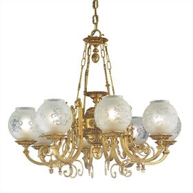 ΚΛΑΣΙΚΆ ΦΩΤΙΣΤΙΚΆ < ΙΤΑΛΙΚΆ POSSONI >   SATIN FRENCH GOLD FINISH CHANDELIER WITH GLASS FINISH  041    8XMAX42W E14 - ΚΡΕΜΑΣΤΆ ΦΩΤΙΣΤΙΚΆ