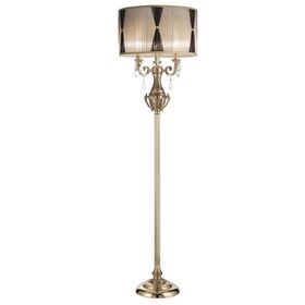ΚΛΑΣΙΚΆ ΦΩΤΙΣΤΙΚΆ < ΙΤΑΛΙΚΆ POSSONI >   FRENCH GOLD FINISH FLOOR LAMP WITH PENDELOQUES SCHOELER  CRYSTAL WITH ORGANZA SHADE FINISH  002    3XMAX42W E14 - ΔΑΠΈΔΟΥ ΦΩΤΙΣΤΙΚΆ 