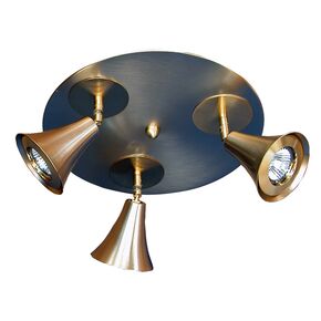 WALL SPOTLIGHTS ROSETTE 3 SPOTTED CONE MADE OF BRONZE HANDMADE
