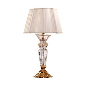 TABLE LAMPS SHADED GOLD PLATED D. 59CM,   H. 50CM,   SP. 32CM,   BULBS 3XE14