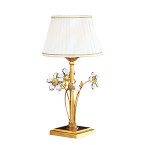F2-1042-1 > TABLE LAMPS GOLD WITH PATINA AND GLASS WITH SHADE