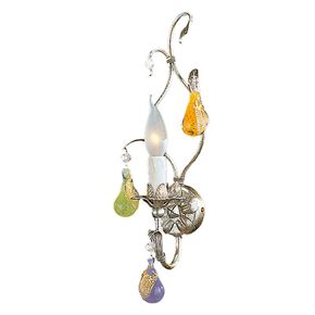 F2-636-1 > WALL SCONCES SILVER WITH PATINA WITH COLOURED MURANO FRUITS
