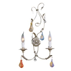F2-636-2 > WALL SCONCES SILVER WITH PATINA WITH COLOURED MURANO FRUITS