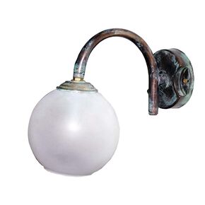 WALL SCONCES HANDMADE BRONZE LAMP WITH ARTIFICIAL AGING AND WHITE HANDMADE GLASS