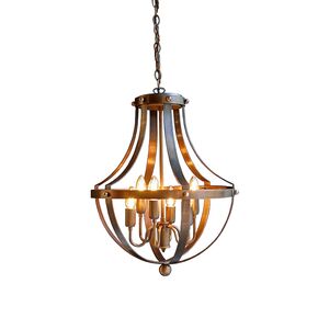 PENDANTS TRADITIONALLAMP MADE OF BRONZE BASKET INSIDELAMP 6XE14 IN ANTIQUE BROWN SHADE