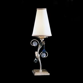 F2-672-1 > TABLE LAMPS GOLD PATINATO WITH SHADE WITH MURANO DROPS