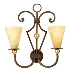F2-7431-2 > WALL SCONCES RUGGINE AND GOLD WITH MURANO GLASS