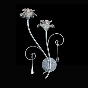 F2-7531-2 > WALL SCONCES ROSES SILVER WITH MURANO GLASS