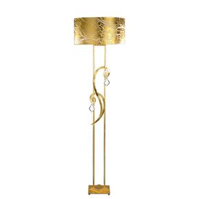 F2-7543-1 > FLOOR LAMPS GOLD WITH BOEMIA CRYSTAL WITH SHADE PERSIA GOLD