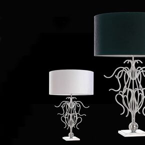 F2-7613-1 > TABLE LAMPS SILVER WITH SHADE