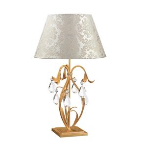F2-803-1 > TABLE LAMPS ORO BIANCO WITH BOEMIA CRYSTAL WITH DAMASCO SHADE