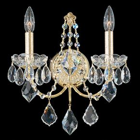 SCHONBEK ΚΛΑΣΣΙΚΆ ΦΩΤΙΣΤΙΚΆ ΑΠΛΊΚΕΣ CENTURY 2 LIGHT 220V WALL SCONCE IN RICH AUERELIA GOLD WITH CLEAR HERITAGE CRYSTAL