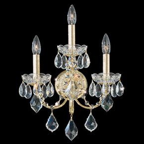 SCHONBEK ΚΛΑΣΣΙΚΆ ΦΩΤΙΣΤΙΚΆ ΑΠΛΊΚΕΣ CENTURY 3 LIGHT 220V WALL SCONCE IN RICH AUERELIA GOLD WITH CLEAR HERITAGE CRYSTAL