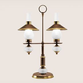 2L TABLE LAMP SHADED BURNISHED L.43 P.18,5 H.62